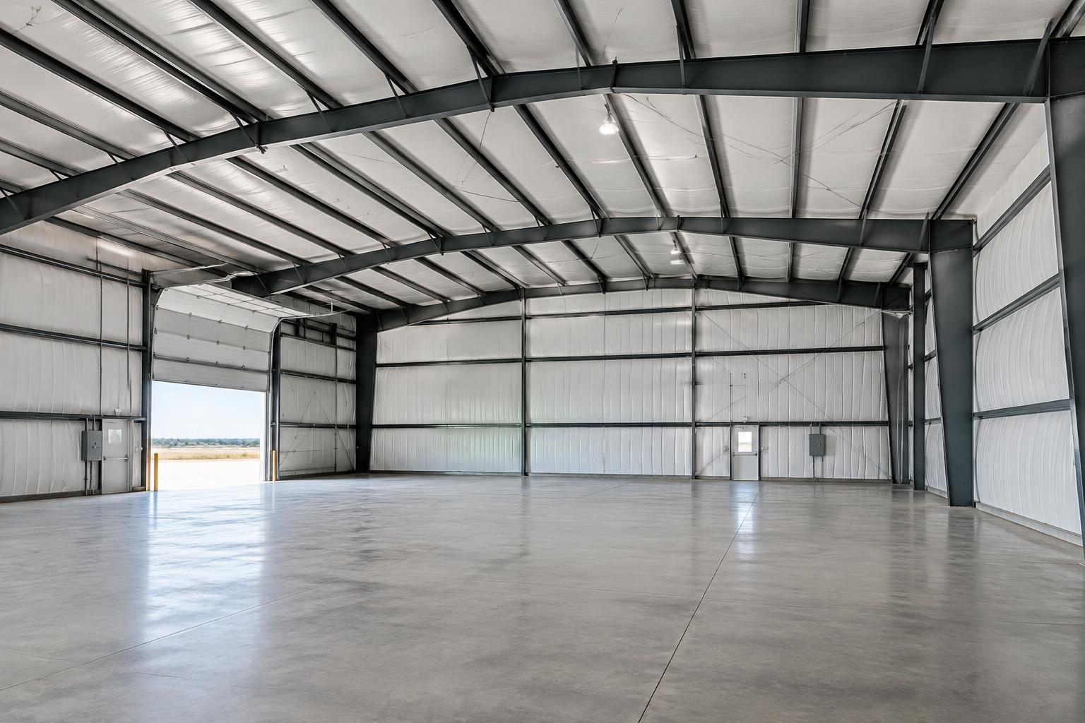 Clear-span metal building interior